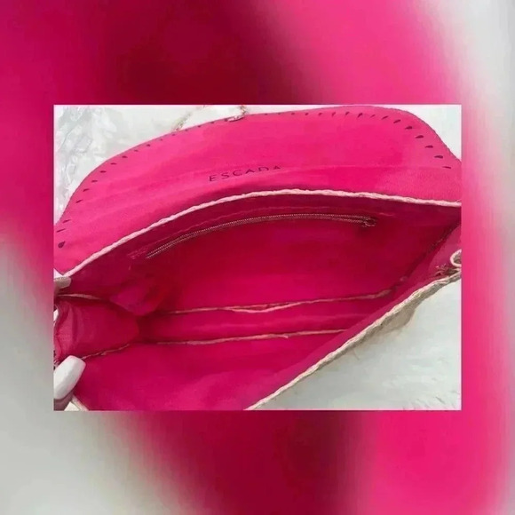 Escada Sorbetto Rosso Watermelon Straw Handbag/Purse/Crossbody - Picture 6 of 6